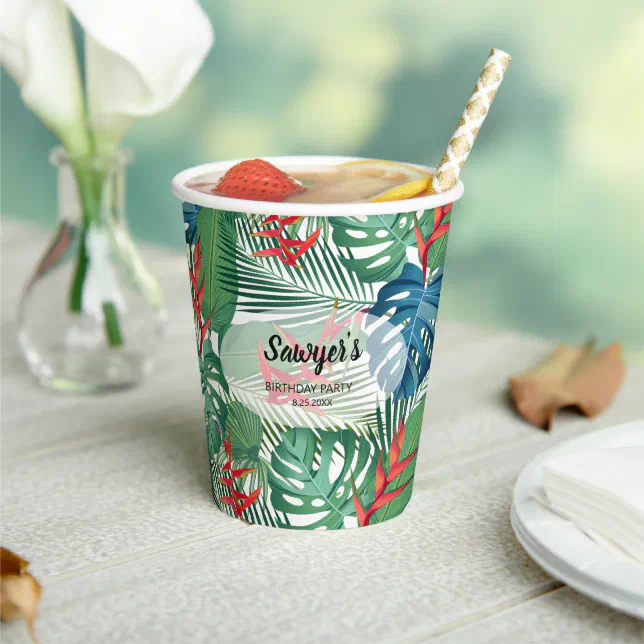 Tropical Floral Greenery Paper Cups | Zazzle