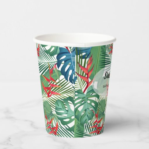 Tropical Floral Greenery Paper Cups | Zazzle