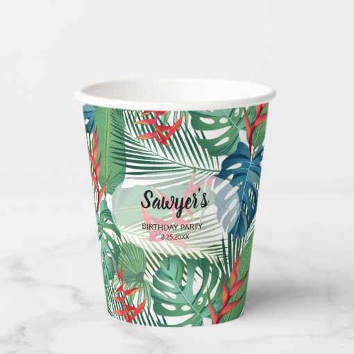 Tropical Floral Greenery Paper Cups | Zazzle