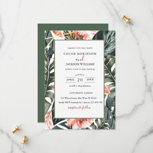 Tropical Floral Greenery Wedding invitation
