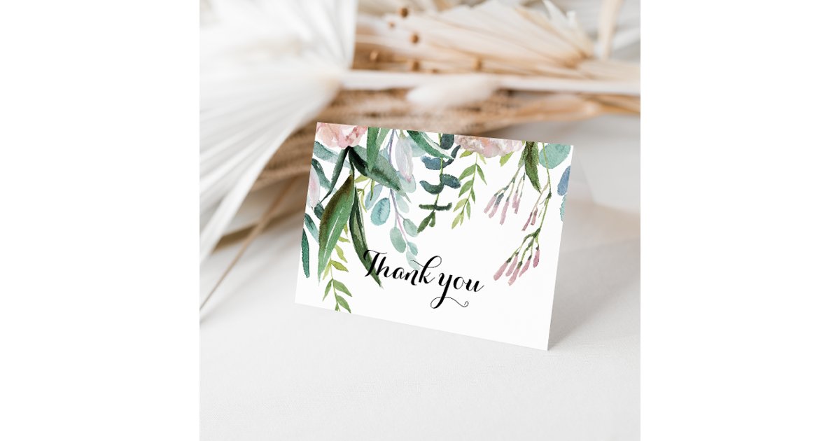 Tropical Floral & Greenery Wedding Thank You Card | Zazzle
