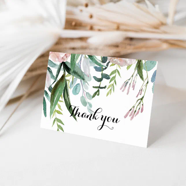 Tropical Floral & Greenery Wedding Thank You Card | Zazzle