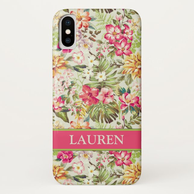 Tropical Floral | Hawaii | Personalized Case-Mate iPhone Case (Back)