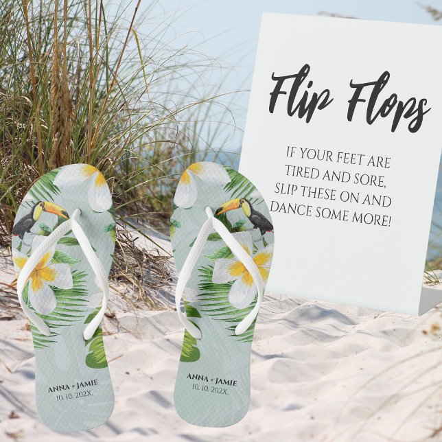 Tropical Floral Hawaii Personalized Wedding Favors Flip Flops (Creator Uploaded)