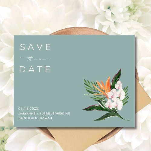 Tropical Floral Hawaii Wedding Save the Date Announcement Postcard
