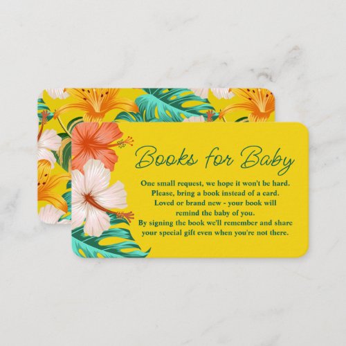 Tropical Floral Hawaiian Aloha Baby Book Request Enclosure Card