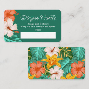 Tropical Floral Hawaiian Aloha Baby Diaper Raffle Enclosure Card
