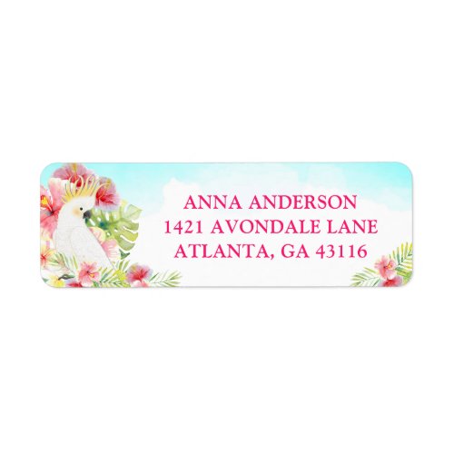 Tropical Floral Hawaiian Birthday Luau Address Lab Label