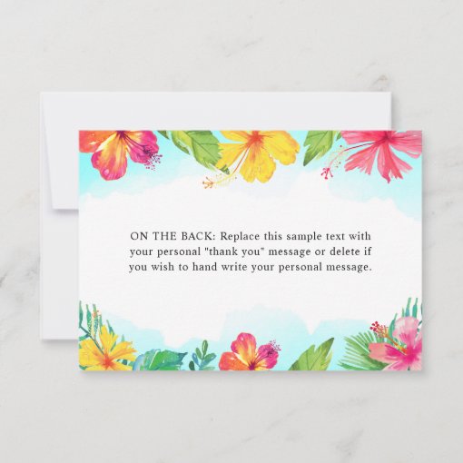 Tropical Floral Hawaiian Luau Thank You Card Zazzle