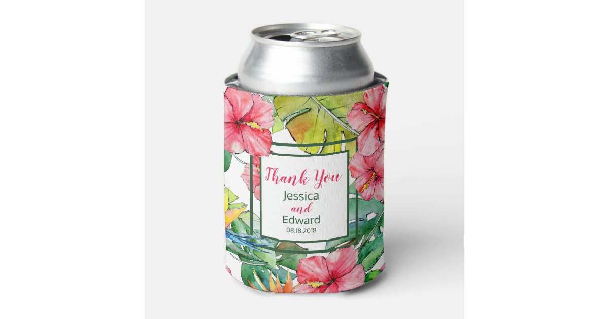 Tropical Floral Can Coolers, Hawaiian Bachelorette Party, Birthday