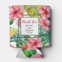 Tropical Floral Can Coolers, Hawaiian Bachelorette Party, Birthday