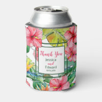 Tropical Floral Can Coolers, Hawaiian Bachelorette Party, Birthday