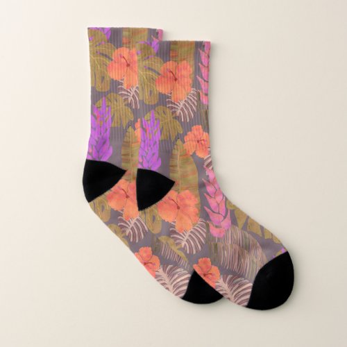 Tropical Floral Hawaiian Socks