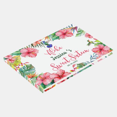 Tropical Floral Hawaiian Sweet Sixteen Guest Book