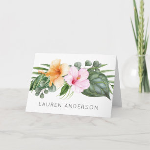 Tropical Floral Hibiscus Arrangement with Name Card