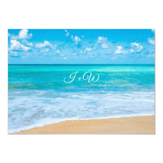 Tropical Floral Hibiscus Beach Wedding Invitation