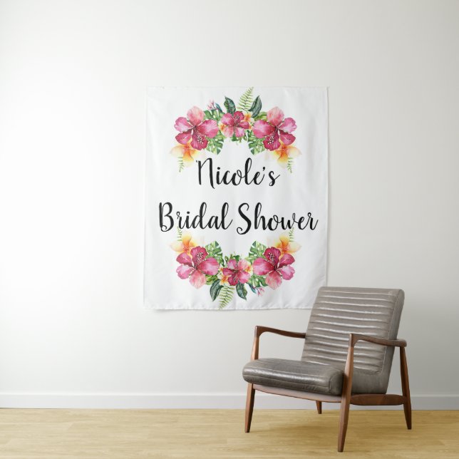 Tropical Floral Hibiscus Botanical Luau Backdrop (In Situ)