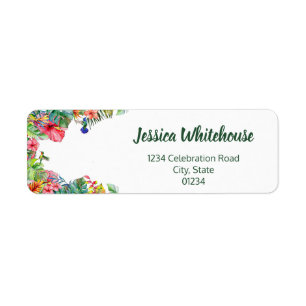Tropical Floral Hibiscus Hawaiian Address Label