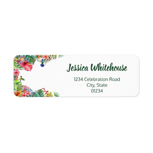 Tropical Floral Hibiscus Hawaiian Address Label (Front)