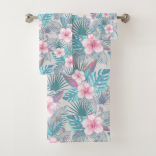 Tropical Floral Hibiscus Hawaiian Bath Towel Set