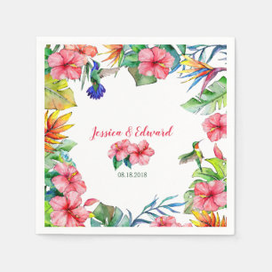 Tropical Floral Hibiscus Hawaiian Wedding Napkins