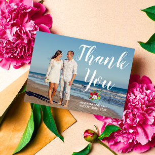 Tropical Floral Hibiscus Island Wedding Thank You Card