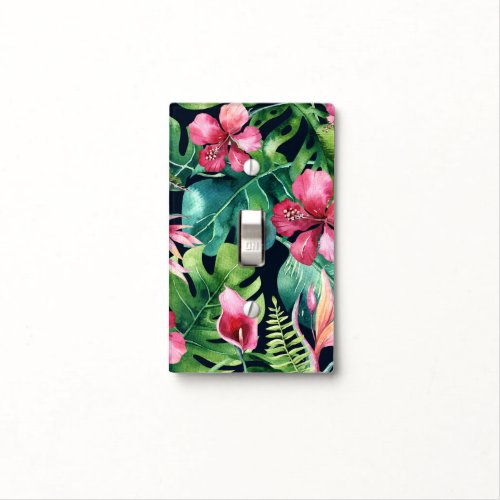 Tropical Floral Hibiscus Leaves Hawaiian Chic Light Switch Cover