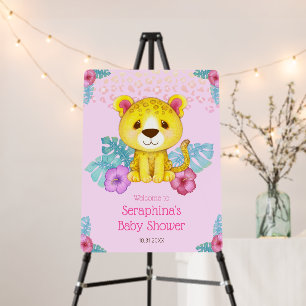 Tropical Floral Hibiscus Leopard Baby Shower Foam Board