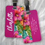 Tropical Floral Hibiscus Monogram Luggage Tag<br><div class="desc">Travel in style with this modern design</div>