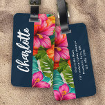 Tropical Floral Hibiscus Monogram Luggage Tag<br><div class="desc">Travel in style with this modern design</div>