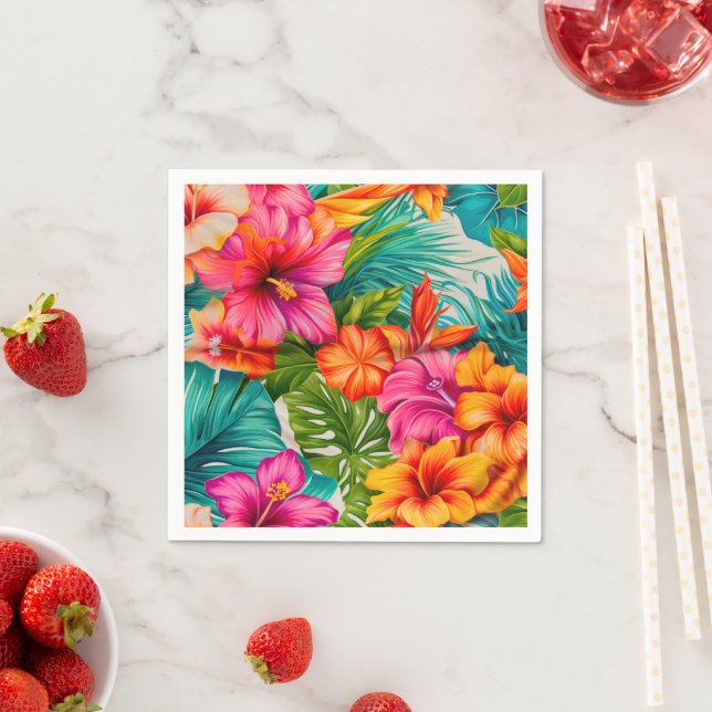 Tropical Floral Hibiscus  Napkins (Insitu)