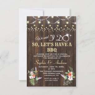 Tropical Floral Hummingbird Wood After I DO BBQ Invitation