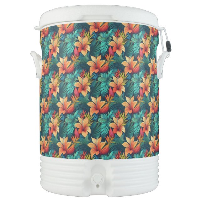 Tropical Floral Igloo Beverage Cooler  (Front)