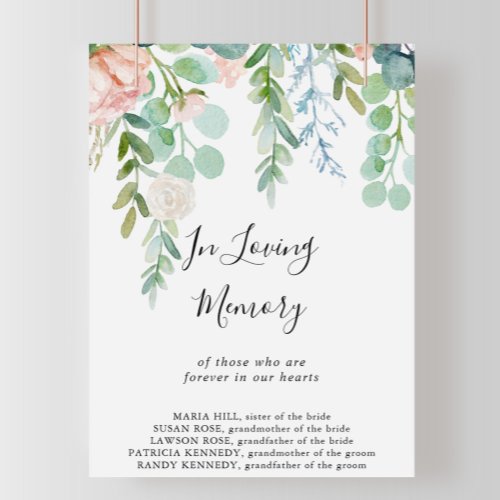 Tropical Floral In Loving Memory Sign
