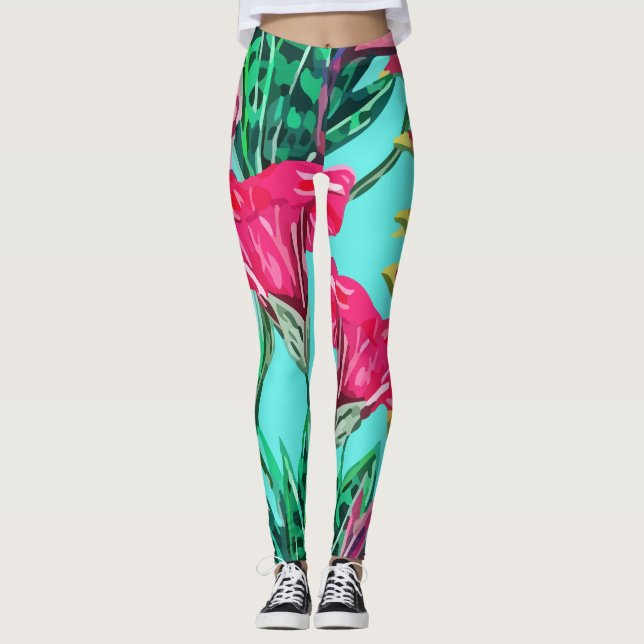 Tropical Floral Island Leggings (Front)