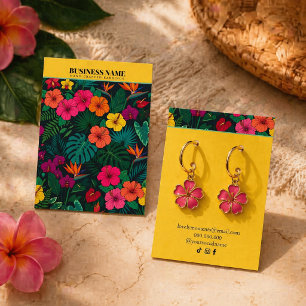 Tropical Floral Jewelry  Elegant Yellow Background Business Card