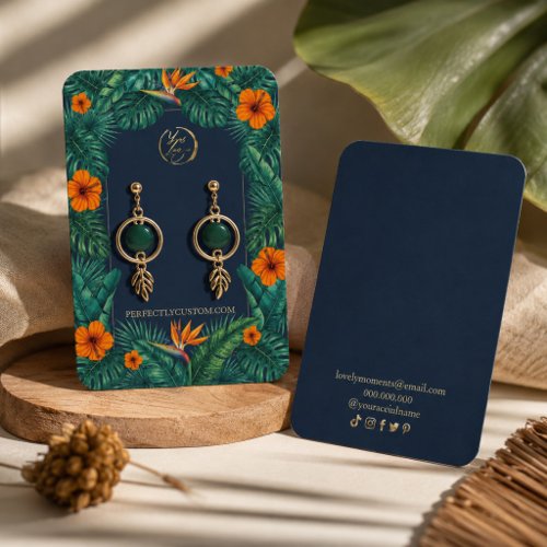 Tropical Floral Jewelry necklace earrings Business Card