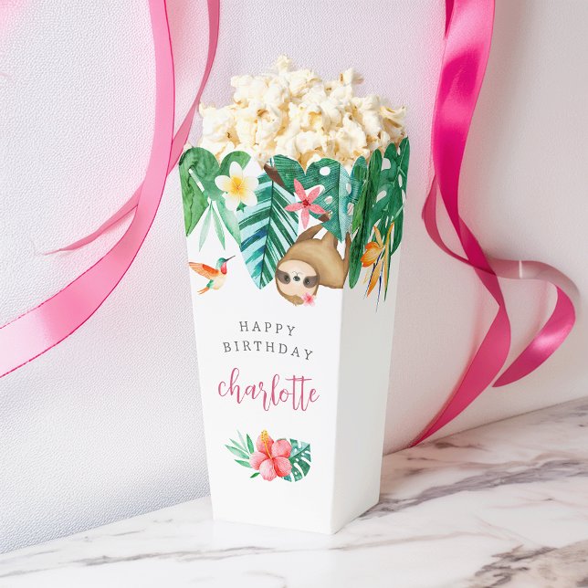 Tropical Floral Jungle Animals Kids Birthday Party Favor Boxes (Creator Uploaded)