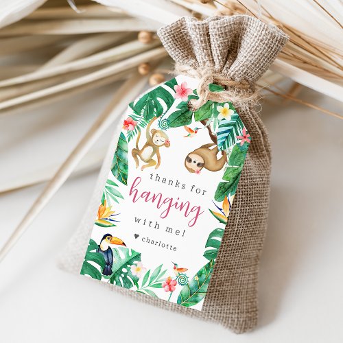 Tropical Floral Jungle Animals Kids Birthday Party Gift Tags
