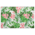 Tropical Floral Jungle Flowers Pink Hibiscus Fabric