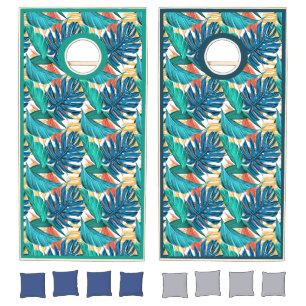 Tropical Floral Leaves Bean Bag Toss Game