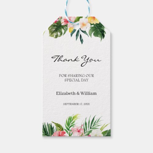 Tropical Floral  Leaves Wedding Favor Thank You Gift Tags