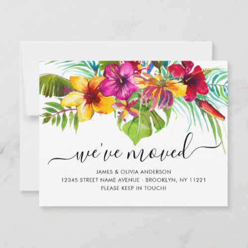 Tropical Floral Leaves Weve Moved New Home Moving Announcement