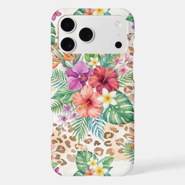 Tropical Floral Leopard Print Pattern Case-Mate iPhone Case (Back)