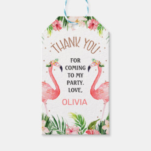 Tropical Floral Let's Flamingle Flamingo Birthday Gift Tags