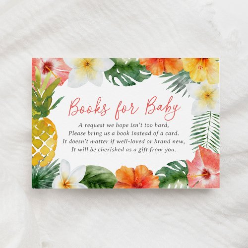 Tropical Floral Luau Baby Shower Books for Baby Enclosure Card