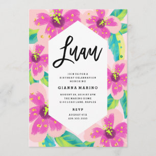 Tropical Floral Luau Birthday Invitation