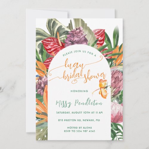 Tropical Floral Luau Bridal Shower Invitation