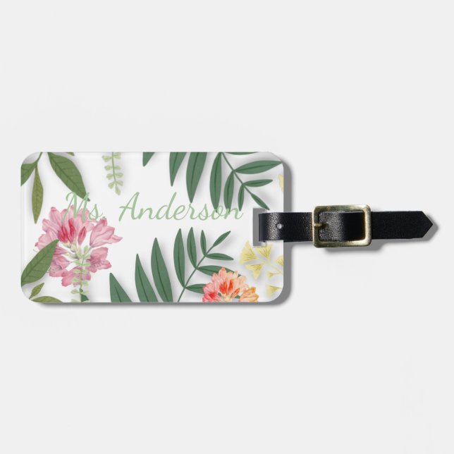 Tropical Floral  Luggage Tag (Front Horizontal)
