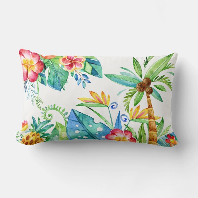 Tropical Floral Lumbar Pillow (Front)
